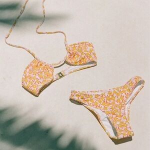 Sabo Skirt Yellow Floral Link Flower Swim Set XS